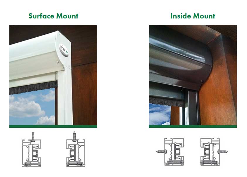 Retractable Screen Mounting Options - Surface Mount & Inside Mount